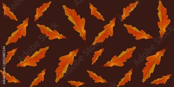 Fototapeta background, seamless pattern autumn colors oak leaves