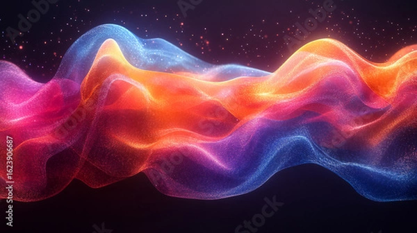 Obraz Abstract colorful flowing particles background