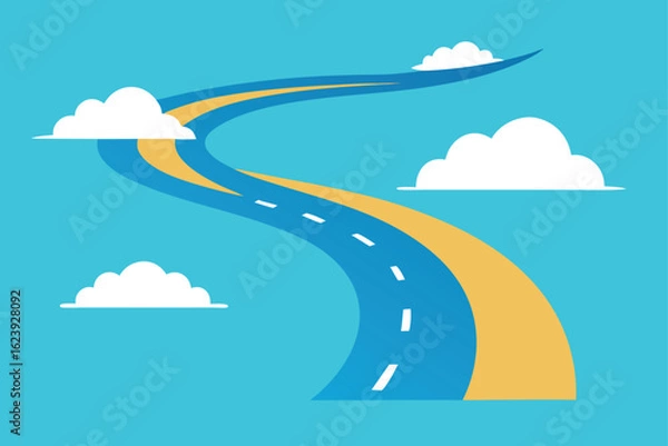 Fototapeta stylized-aerial-view-of-a-curved-highway-disappear.eps