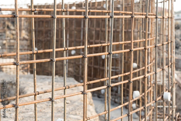 Obraz Reinforcing steel bars for building.