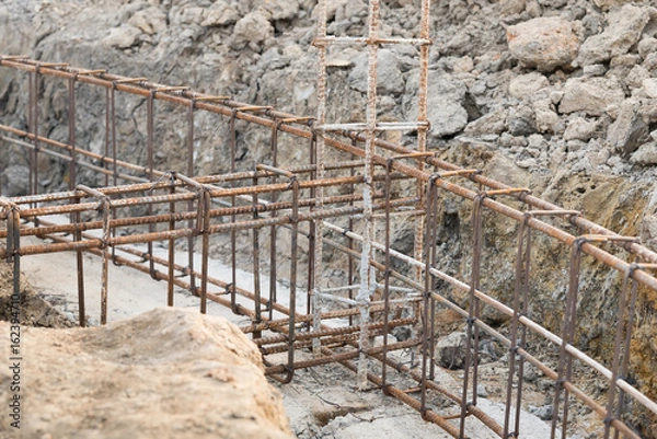 Obraz Reinforcing steel bars for building.