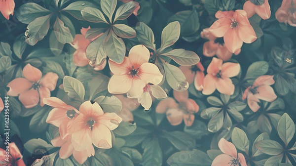 Fototapeta A flowery pattern with pink and blue flowers