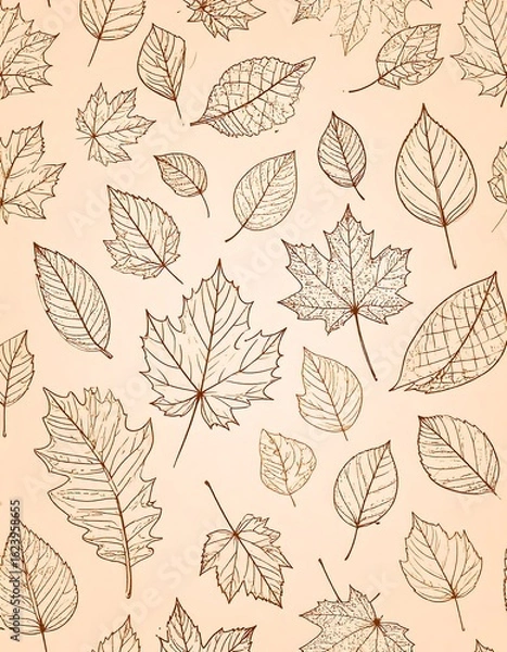 Obraz Autumn leaves pattern on a pastel background