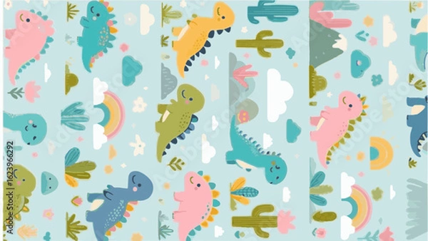 Fototapeta seamless pattern with birds and flowers background