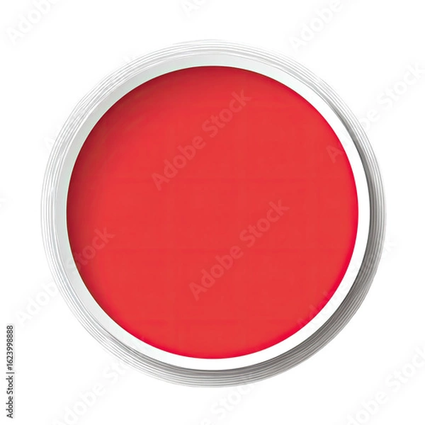 Fototapeta A vibrant, coral-red circle in a white frame