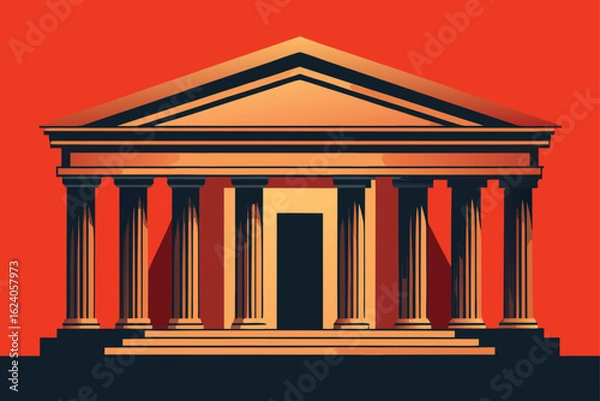 Fototapeta building-model-wireframe-of-a-neoclassical-fa-ade-.eps