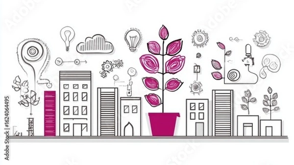 Fototapeta Urban Growth: A Visual Representation of City Development and Sustainable Innovation