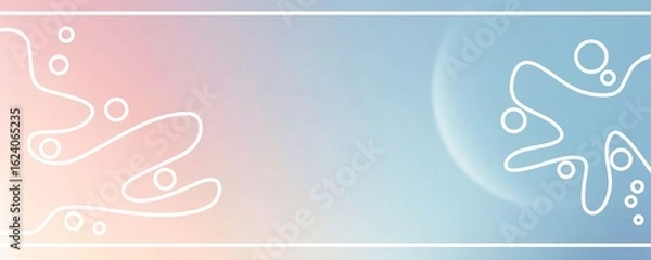 Fototapeta Abstract background with a soft pastel gradient. Aesthetic background with white lines and circles