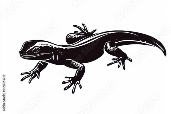 Fototapeta Jumping salamander icon vector illustration isoleted on white background in black silhouette complex photo .
