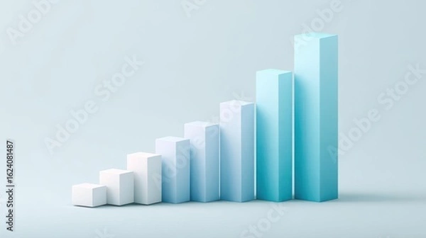 Obraz Minimalistic Blue 3D Bar Graph