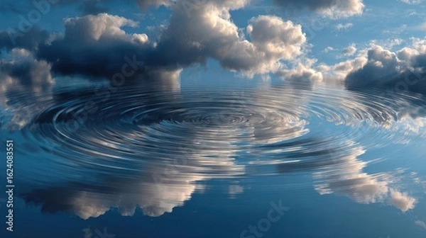 Fototapeta Reflective Ripples and Cloudy Skies