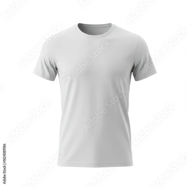 Obraz Plain white t-shirt isolated on white background for apparel mockups.