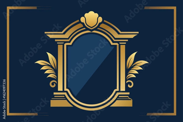 Fototapeta gilded mirror frame and molding of neoclassical de (1).eps
