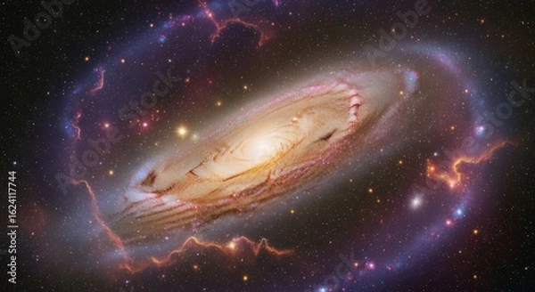 Fototapeta Spiral Galaxy with Nebula and Stars in Deep Space image