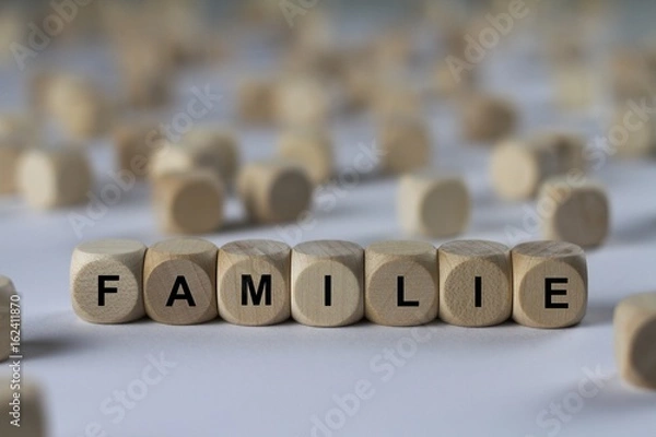 Obraz FAMILIE - Bilder mit Wörtern aus dem Bereich Suizid, Wortwolke, Würfel, Buchstabe, Bild, Illustration