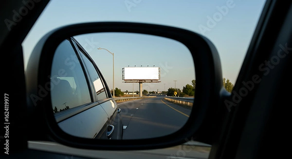 Fototapeta Rearview Mirror View Blank Billboard Mockup