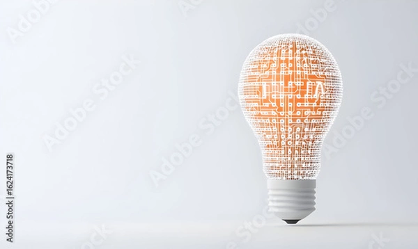 Obraz Modern Light Bulb with Circuit Design on a Clean Background