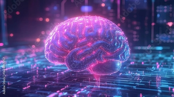 Obraz Digital brain on circuit board