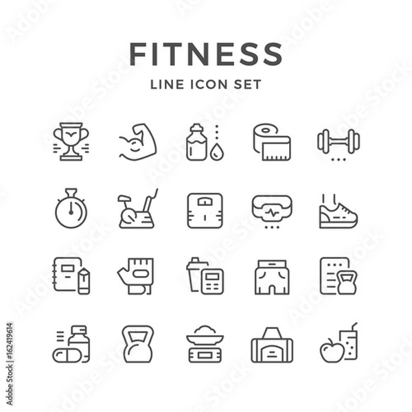Fototapeta Set line icons of fitness