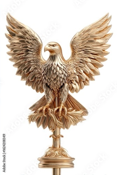 Obraz Gold eagle finial on white background