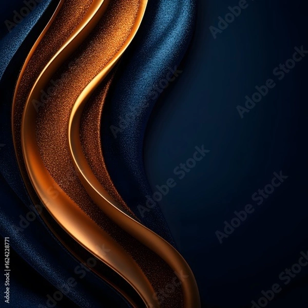 Obraz Abstract Composition of Metallic Gold and Deep Blue Textured Sur