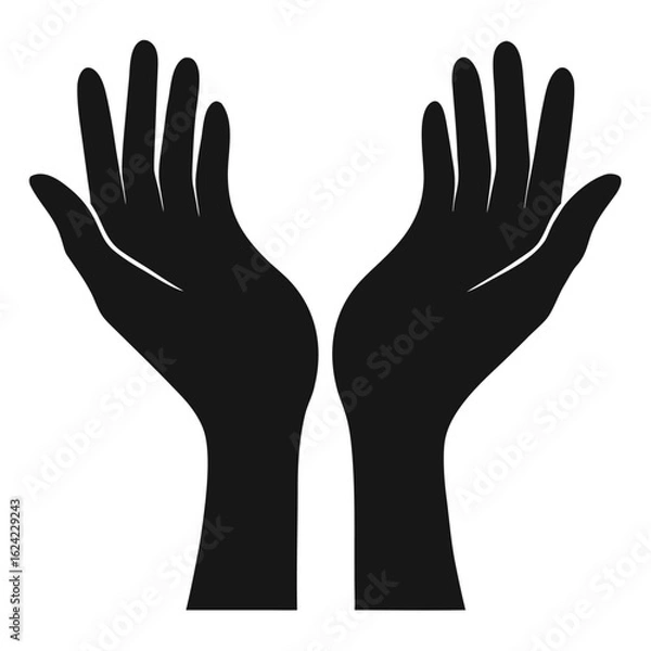 Obraz Silhouette of Two Open Hands Reaching Upwards, Expressing Hope or Offering
