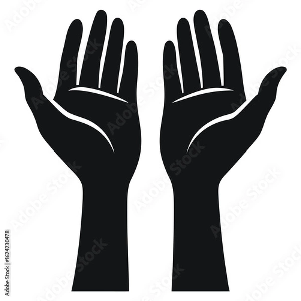 Obraz Two Silhouette Hands Reaching Upward Symbolizing Hope, Prayer, Supplication, or Receiving