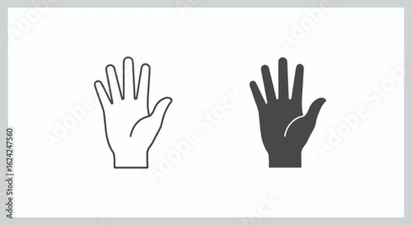 Fototapeta Vector Illustrations of Hand Gestures: Outline and Solid Black Silhouettes