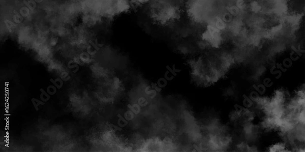 Fototapeta Abstract ash cloud and smoke texture in dark background. White Black fog effect transparent smoke isolated dark dramatic sky with black stormy clouds. Grunge creative and becorative fractal somke art