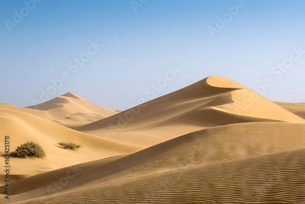 Fototapeta Desert dunes under a pale blue sky