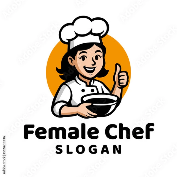Obraz Female Chef Mascot Logo Replaceable Text