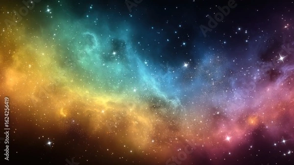 Obraz A rainbow-colored nebula with sparkling stars