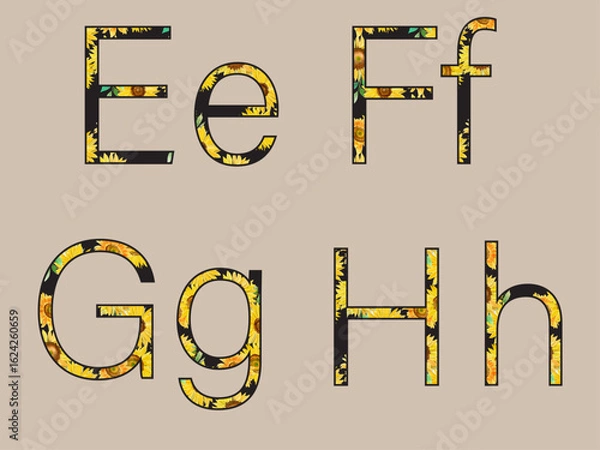 Obraz alphabets with sunflowers pattern