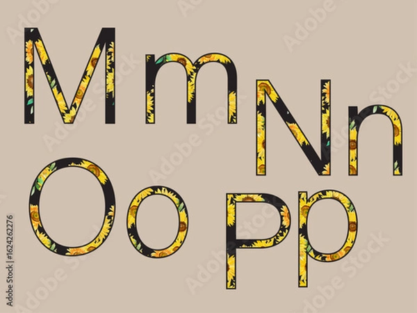 Obraz alphabets with sunflowers pattern