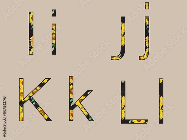 Obraz alphabets with sunflowers pattern