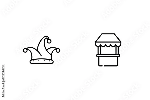 Obraz Jester hat and market stall bells booth