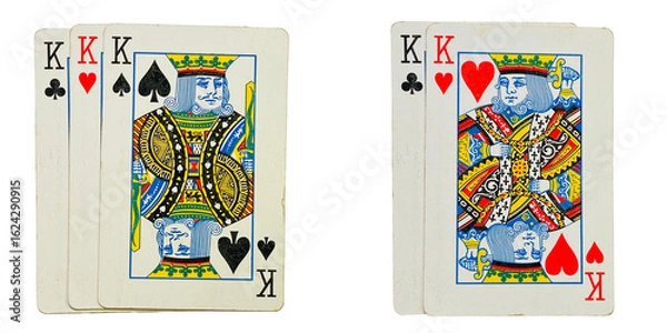 Obraz Set of king playing cards in different arrangements, isolated on a transparent background.