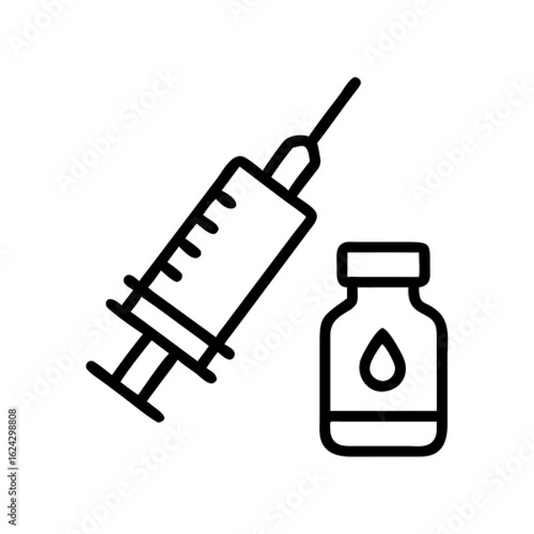 Fototapeta Syringe and vial with liquid for medical use and vaccination concept of Health and Well-being  