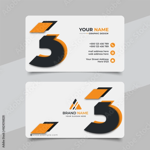 Fototapeta Creative modern yellow business card design  name card corporate visiting card and simple clean template vector design