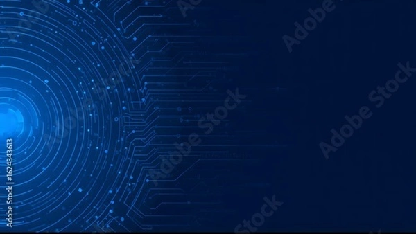 Fototapeta Abstract Blue Digital Data Flow with Circular Element