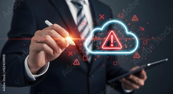 Fototapeta Cloud security risk management identifying threats vulnerabilities and data protection plan