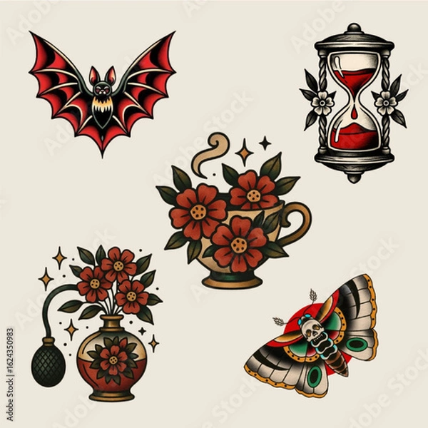 Obraz 
Vintage collage collection element,retro sticker design