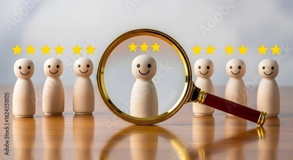 Fototapeta Find the best candidate talent recruitment human resources search ratings and reviews