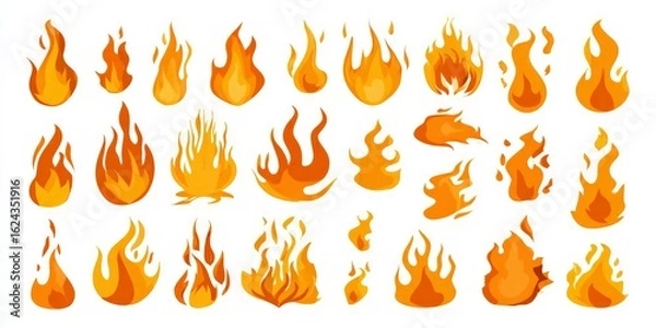 Fototapeta Pixel Art Fire Flames Collection
