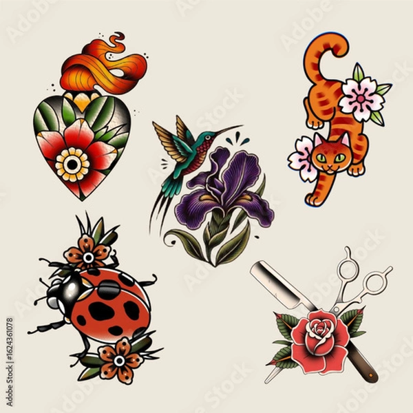 Obraz 
Vintage collage collection element,retro sticker design