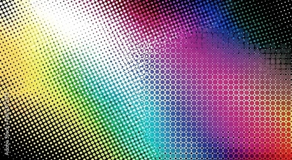 Fototapeta Vibrant halftone pattern with a gradient of colors creates a modern effect
