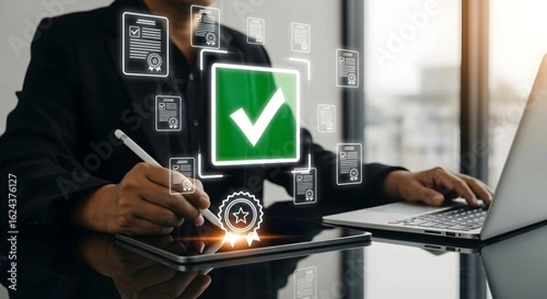 Fototapeta Streamline compliance management with digital documents and automated workflows for efficiency