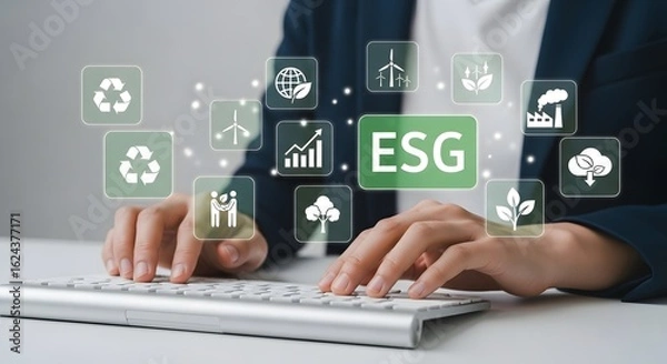 Fototapeta Understanding esg criteria environmental social governance and sustainable investment strategy guide