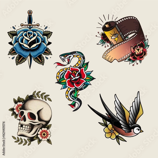 Obraz 
Vintage collage collection element,retro sticker design