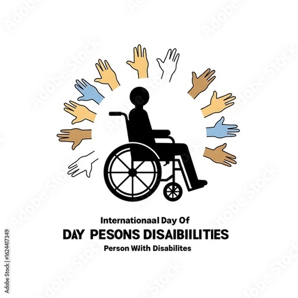 Fototapeta A person in a wheelchair is surrounded by diverse hands, symbolizing support and inclusion for International Day of Persons with Disabilities.